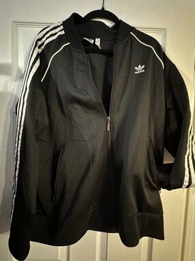 Adidas Originals Black 3-Stripes Track Jacket Women’s 2X Plus Size Trefoil Logo